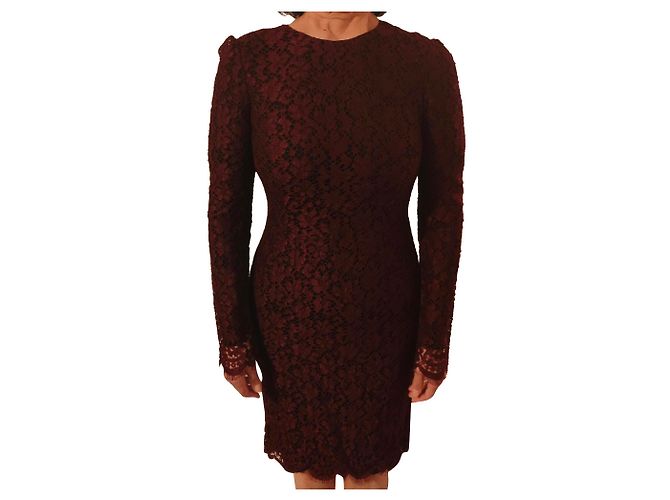 Dolce & Gabbana Midikleid Prune mit langen Ärmeln Pflaume