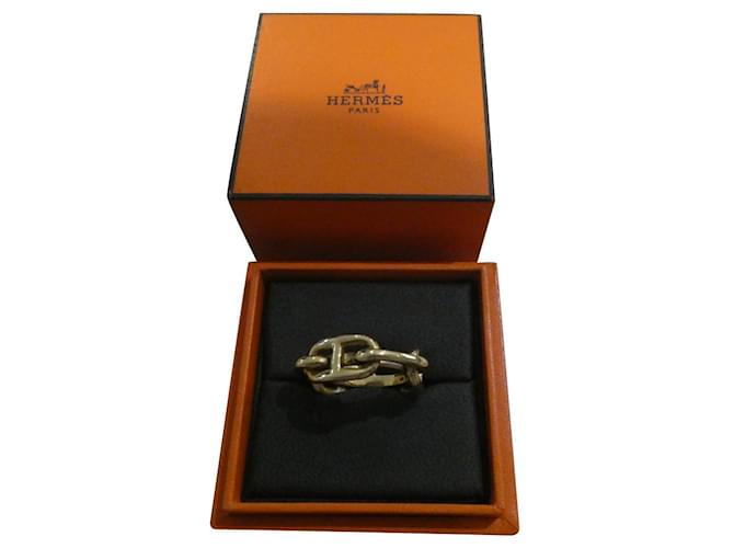 anillo pañuelo hermès fregate chapado en oro con estuche Gold hardware  ref.413757