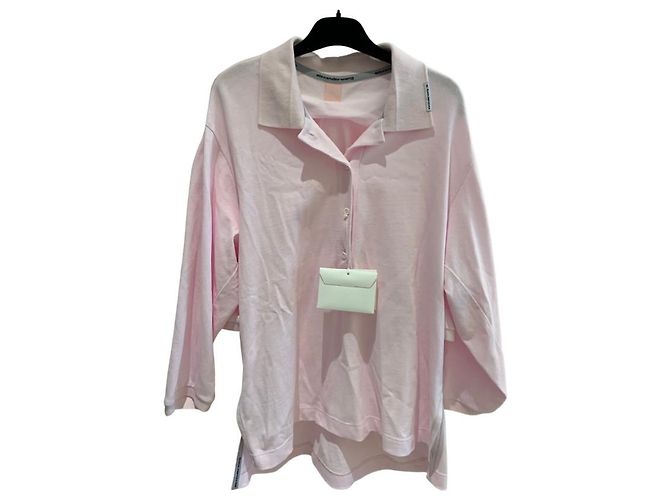 Camisa polo de jérsei de algodão Alexander Wang com gravata Rosa