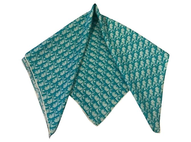 Dior Scarves Blue Turquoise Silk  ref.413817