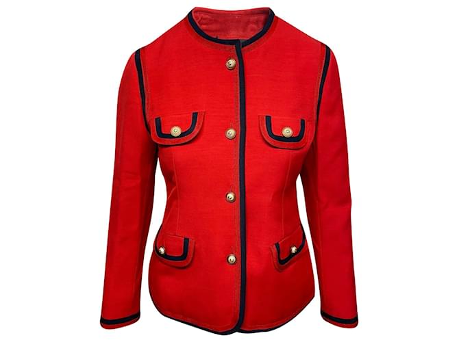 Giacca Gucci a quattro bottoni in seta rossa Rosso  ref.413818
