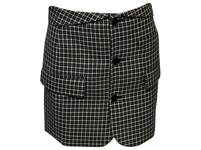 Helmut Lang Checked Mini Skirt in Multicolor Wool Multiple colors Cotton  ref.413825