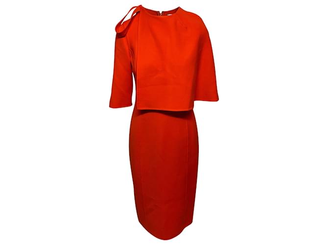 Oscar De La Renta Cape-Kleid aus orangefarbener Wolle  ref.413826