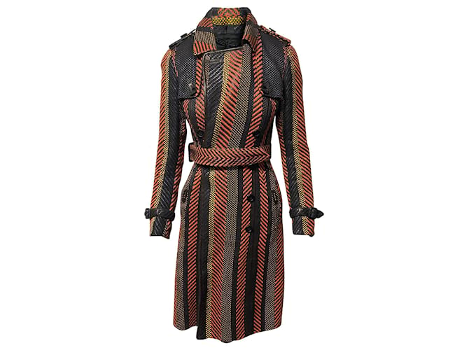 Burberry Woven Trench Coat in Multicolor Leather Multiple colors  ref.413831