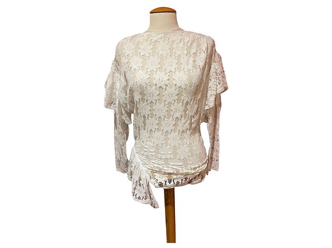 Top asimétrico de encaje de algodón Isabel Marant Etoile Vinny blanco