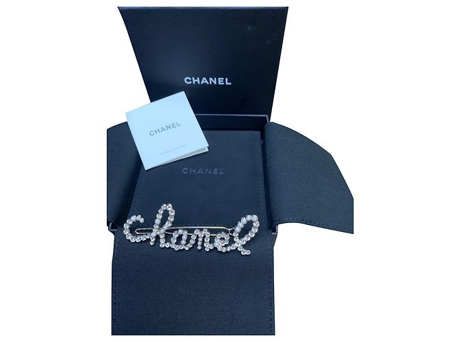 Cambon Chanel Barrette Silver hardware Metallo
