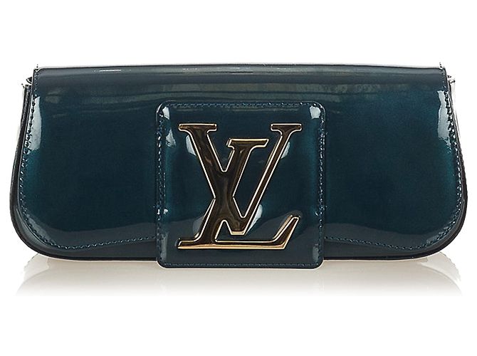 Louis Vuitton Green Sobe Patent Leather Clutch Bag