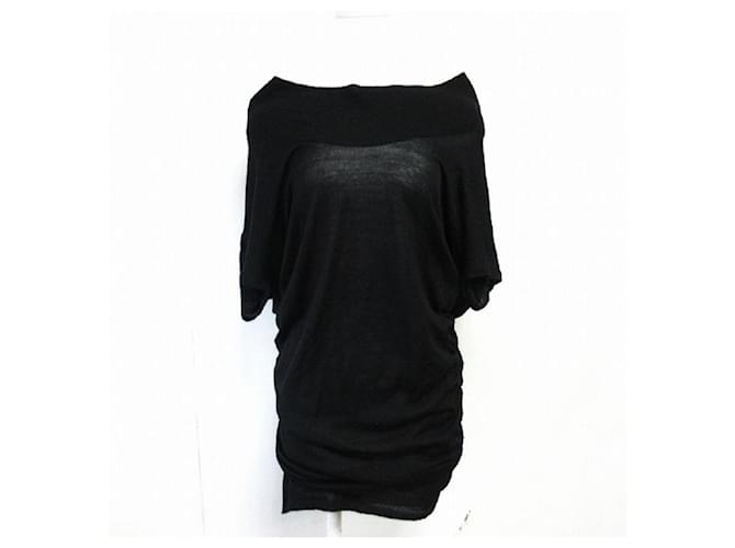 [Used] Balenciaga BALENCIAGA Knit Mini Dress Side Gather Short Sleeve Off Shoulder Black Black 36 Wool  ref.414019