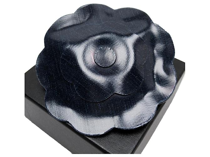 [Used] CHANEL Corsage Camellia Navy Coated Canvas Navy blue Cloth  ref.414038