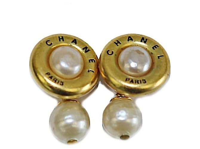 [Used] CHANEL Cufflinks GP x Fake Pearl Gold 95P Golden Cloth  ref.414055