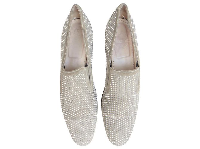 Autre Marque Mocassini Ebano in suede beige con borchie 38