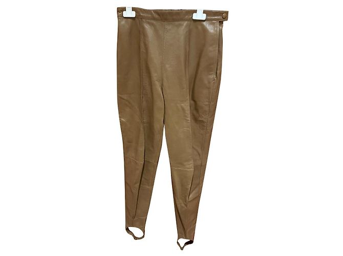 Isabel Marant Lederhose schmal zulaufend kamel Hellbraun