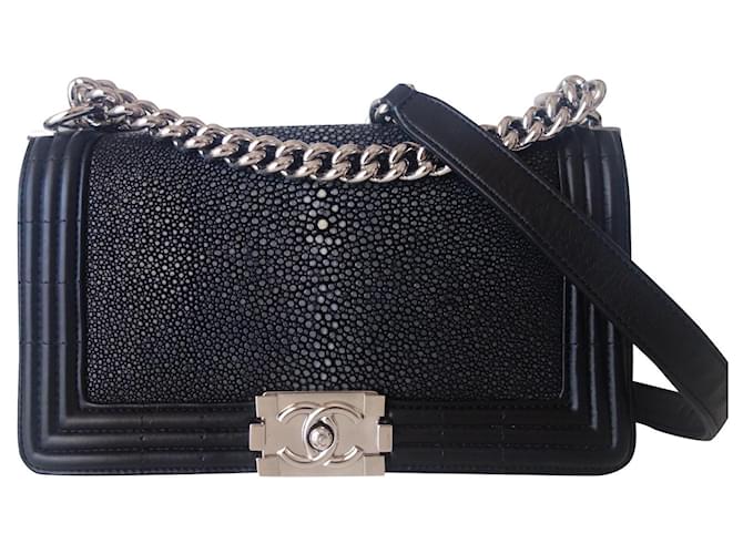 Chanel Boy Black Bag Leather Exotic leather  ref.414071