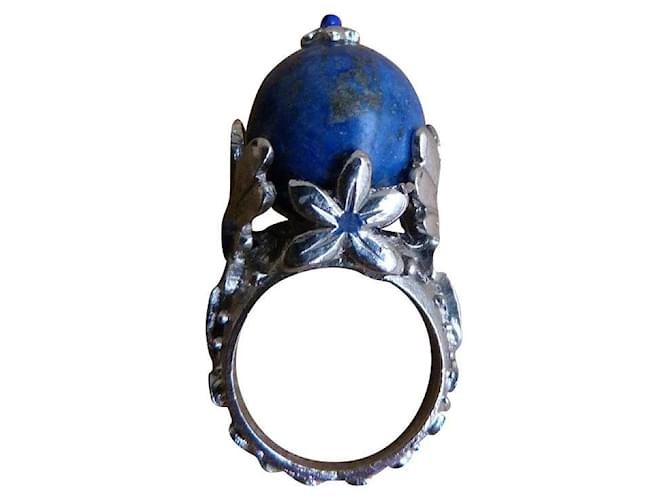 Dior Anelli Argento Blu Metallo  ref.414074