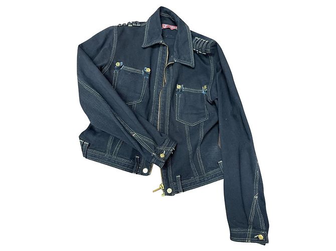 Giacca in denim Versace Couture nera e oro Nero D'oro