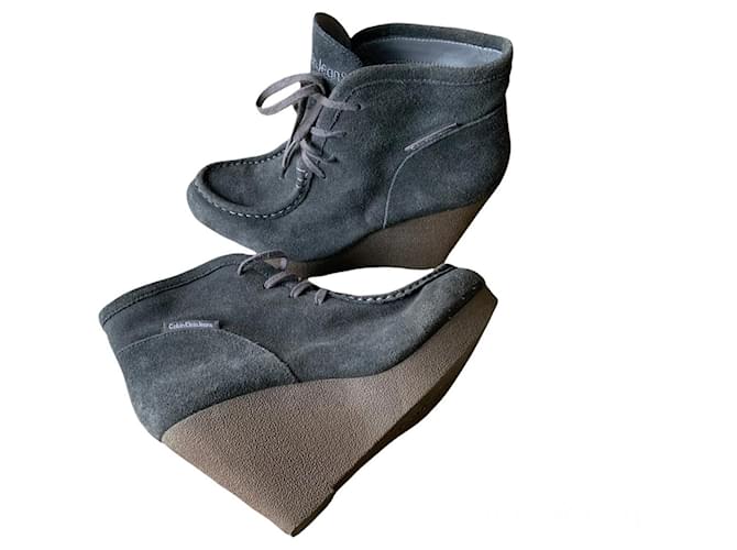Calvin Klein Ankle Boots Grey Suede  - Joli Closet