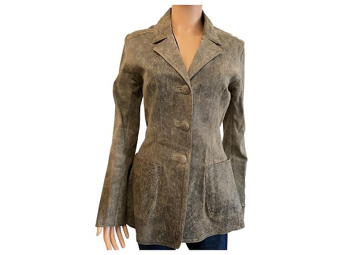 Jitrois Bikerjacke aus Lammleder Braun Beige