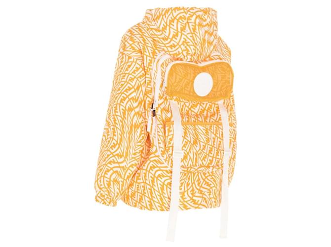 FENDI x kway Vertigo Fendi jacket with FF monogram White Yellow Polyester  ref.414297