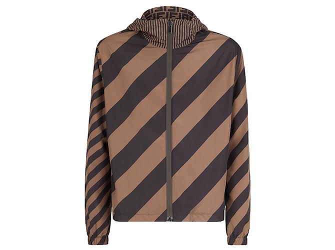 Fendi reversible design jacket Brown Dark brown Polyester  ref.414298