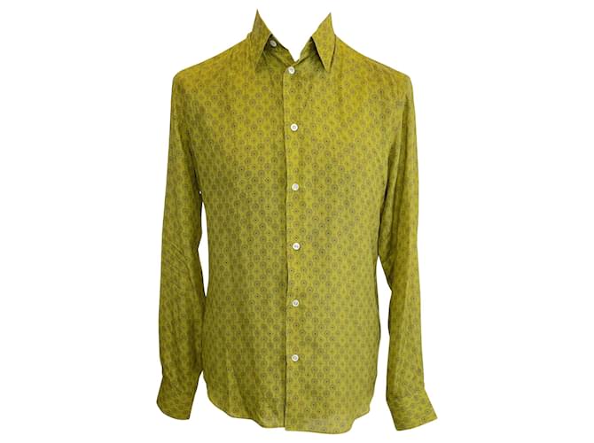 Hermès Hemd mit grünem Seidendruck  ref.414413