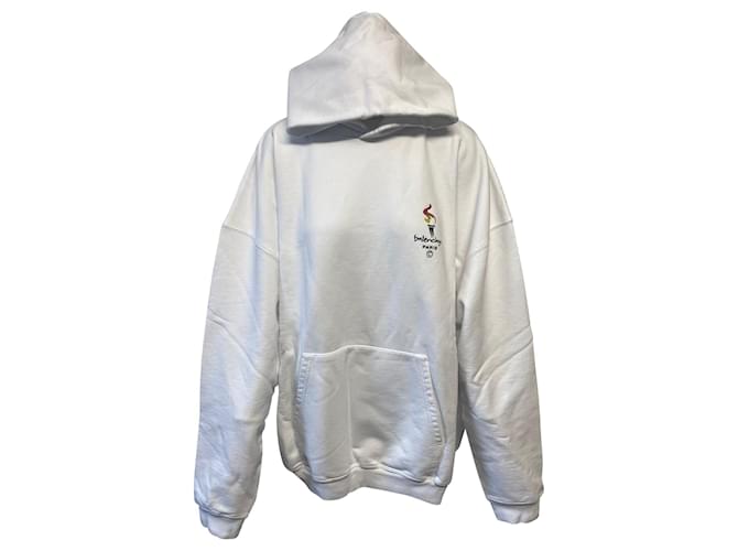 Balenciaga Olympic Hoodie in White Cotton  ref.414430