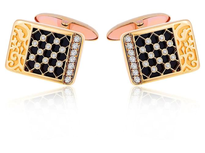 Autre Marque Carrera y Carrera Seda Imperial Sierpes gold cufflinks with diamonds  ref.414493