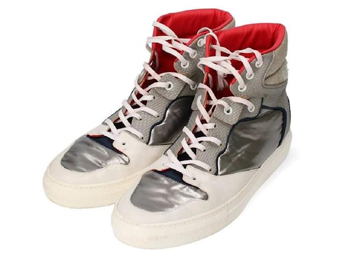 [Used] BALENCIAGA　 Size: 40 [300063] Leather switching high-top sneakers (Gray tone) Grey Cloth  ref.414795
