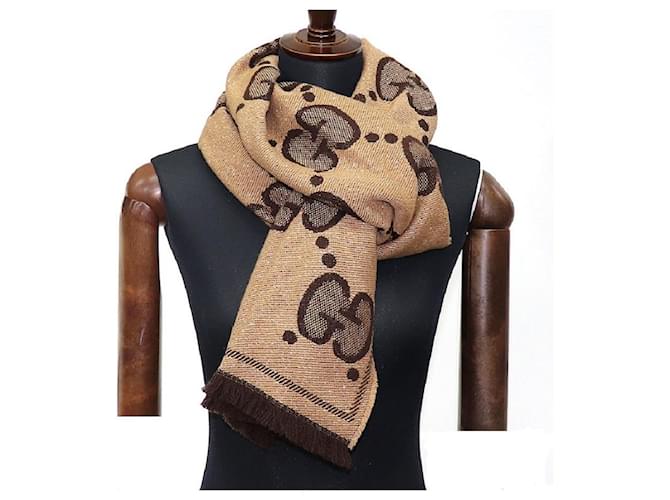 GG Wool Jacquard Scarf in Brown - Gucci