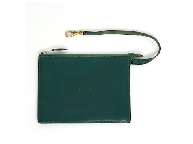 Hermès DARK GREEN POCKET WITH RING Leather  ref.415135