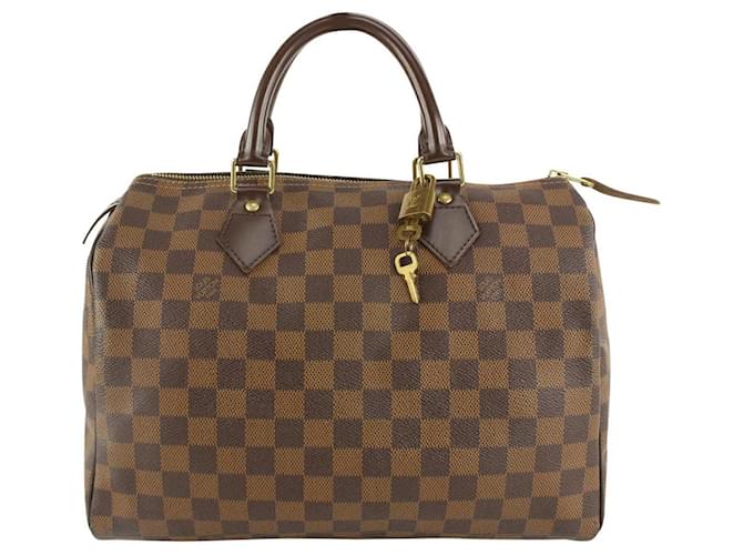 Louis Vuitton Damier Ebene Speedy 30 Boston Bag Leather  ref.415178