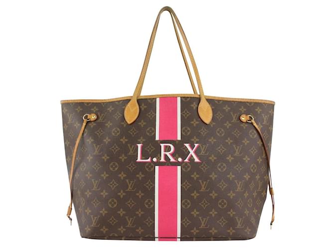 Louis Vuitton Large Monogram Mon Neverfull GM Tote with Stripe Leather  ref.415179
