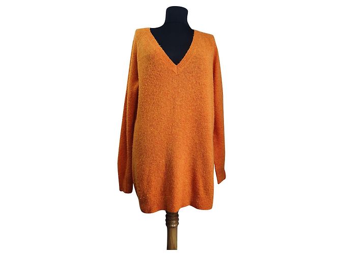 Suéter largo naranja Samsoe & Samsoe de lana 