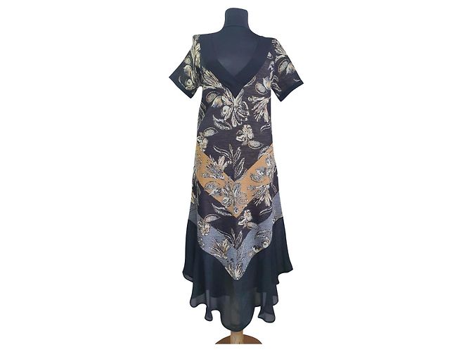 Abito Twin Set in misto lana marrone multicolore