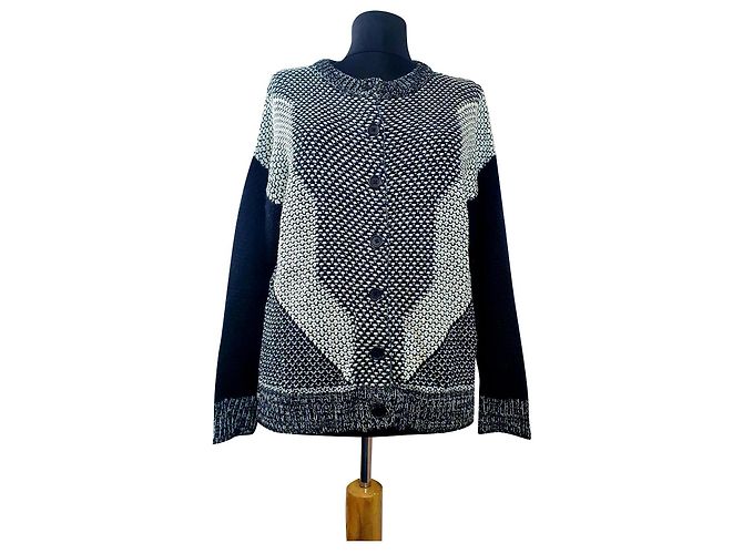 Autre Marque Cárdigan de algodón negro y blanco