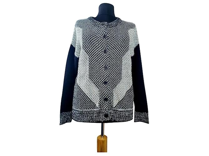 Autre Marque Strickjacke aus Baumwolle Schwarz Weiß