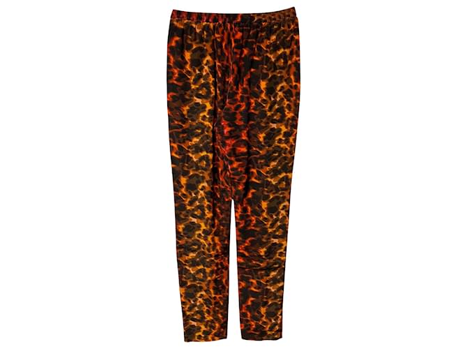 Stella Mc Cartney Stella McCartney Leopard Print Trousers in Multicolor Silk Multiple colors  ref.415496