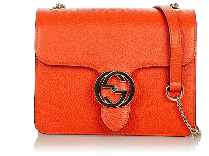 Gucci Orange Interlocking G Chain Leather Crossbody Bag Pony-style calfskin  ref.415765