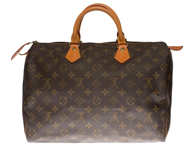 Speedy Louis Vuitton schnelle Handtasche 35 in brauner Monogramm Leinwand  ref.415847