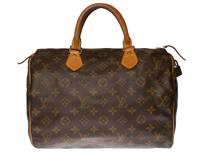 Speedy Louis Vuitton schnelle Handtasche 30 in brauner Monogramm Leinwand  ref.415849