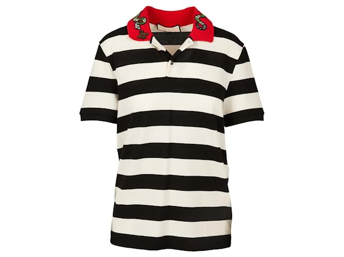 Snake Applique Polo Shirt Black Cotton ref.415869 - Joli Closet