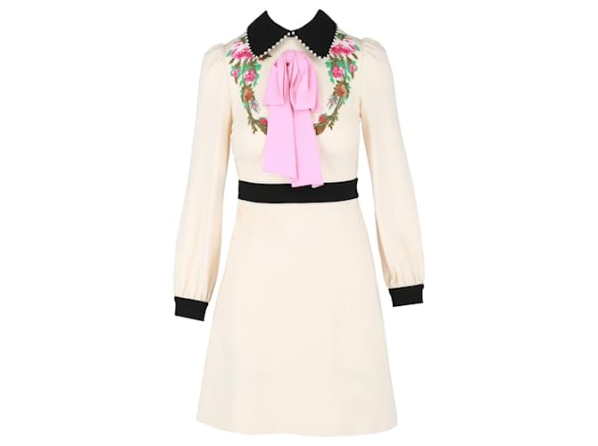 Gucci Embroidered Flower Dress White  ref.415975