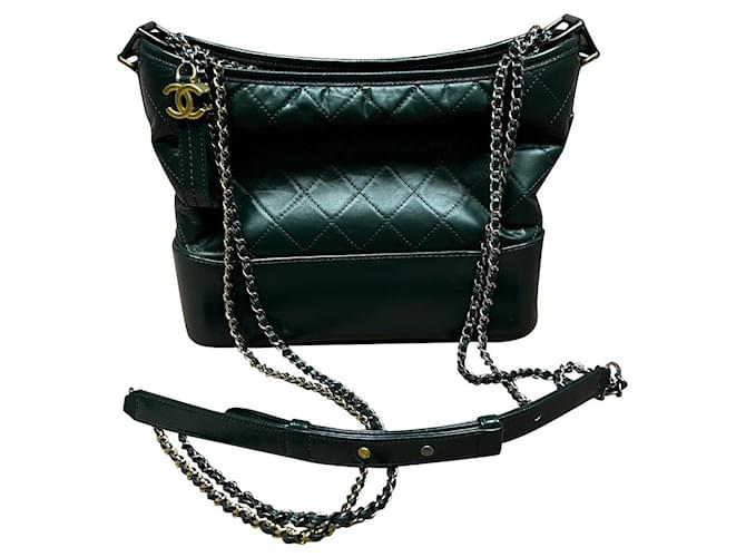 Chanel Gabrielle Green Leather  ref.416841