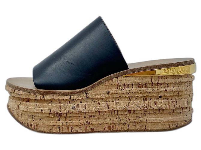 Chloé Mules Nero Beige Pelle