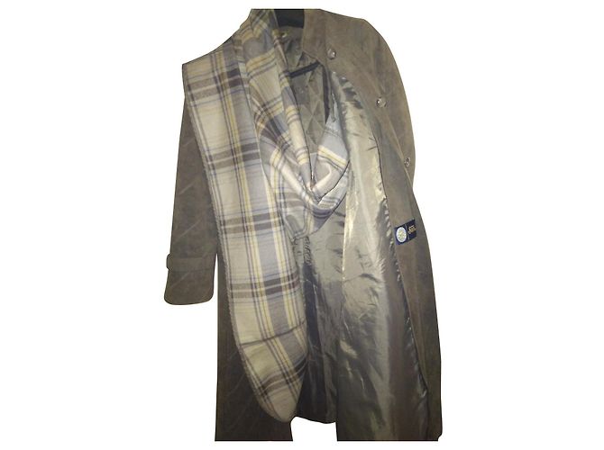 Autre Marque Wildleder Mantel Hirschleder Olivgrün Größe 42