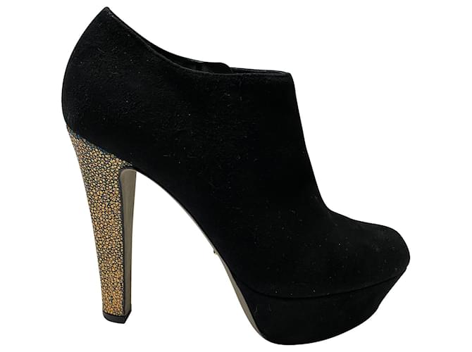 Sergio Rossi Embellished Ankle Bootie in Black Suede  ref.416886