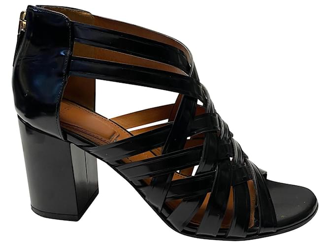 Givenchy Strappy Block Heels em couro preto  ref.416888