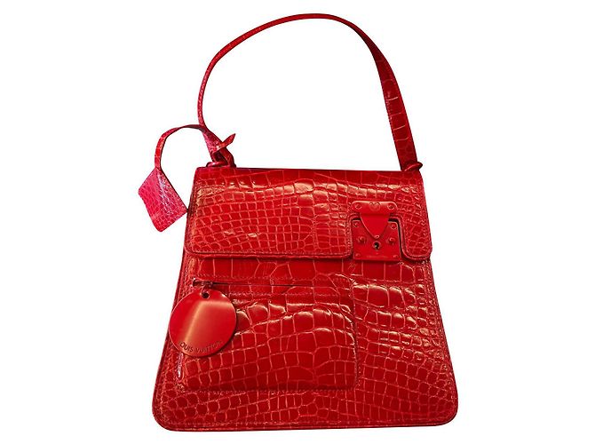 Sac à main Louis Vuitton en cuir d'alligator rouge