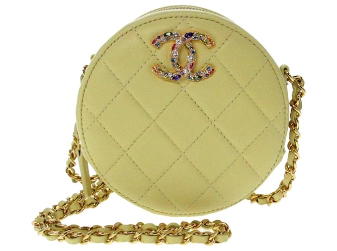 Chanel Yellow Round As Earth Caviar Crossbody Bag Leather ref
