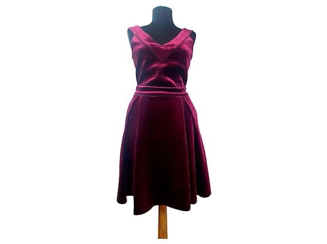 Maje Dresses Dark red Velvet Polyester Elastane  ref.417334
