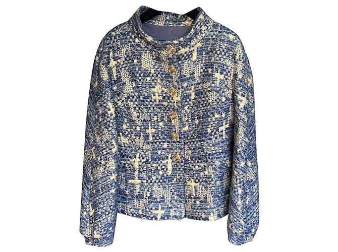 Chanel 12K$ Jewel Buttons Tweed Jacket Blue  ref.417340